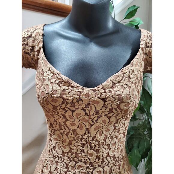 Goodtime USA Brown Polyester Sweetheart Neck Short Sleeve Formal Maxi Dress S - Picture 5 of 12